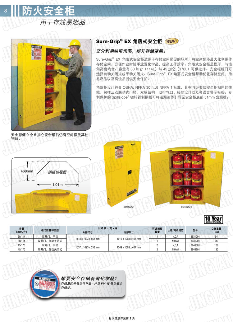 美國杰斯瑞特，防火安全柜，justrite防火柜，justrite安全柜，防爆柜justrite