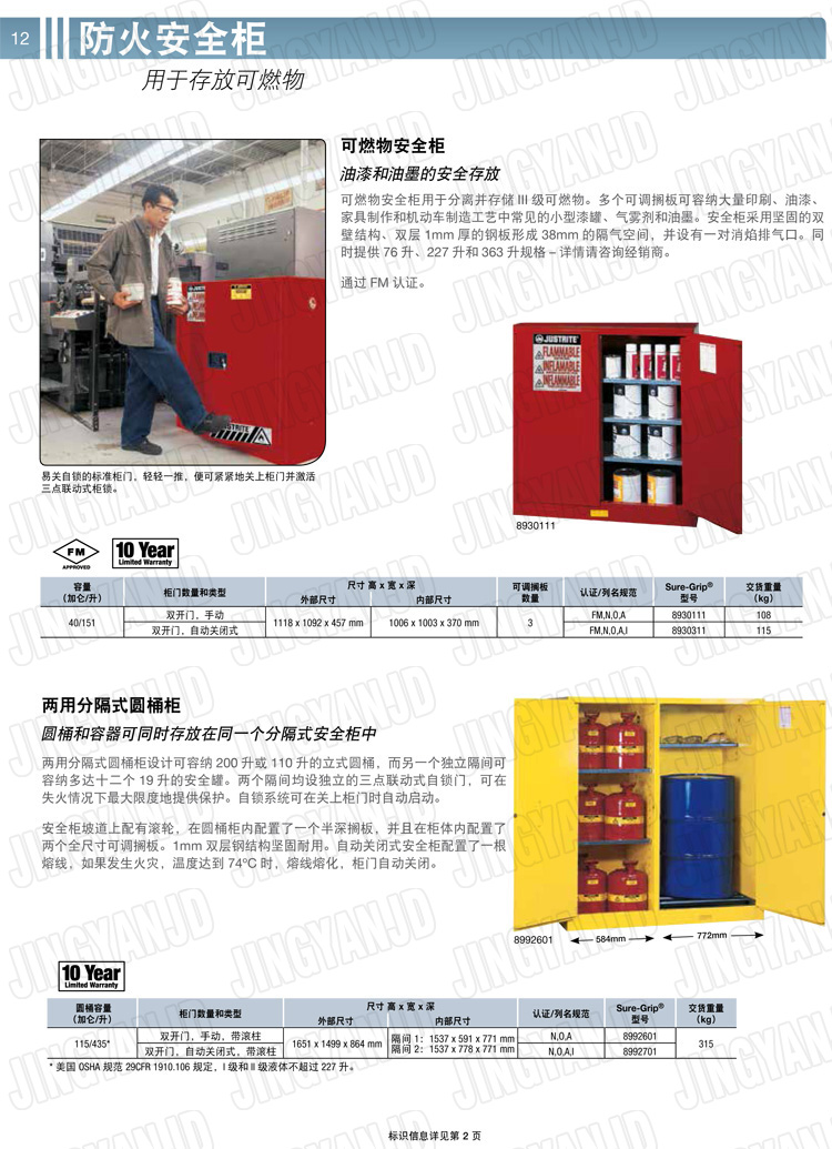 美國杰斯瑞特，防火安全柜，justrite防火柜，justrite安全柜，防爆柜justrite